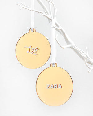 Name Gold Mirror Bauble | Christmas Decoration